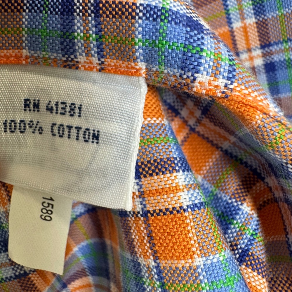Polo Ralph Lauren Mens XL Orange Blue Plaid Long Sleeve Cotton Button Down Shirt - Picture 3 of 6